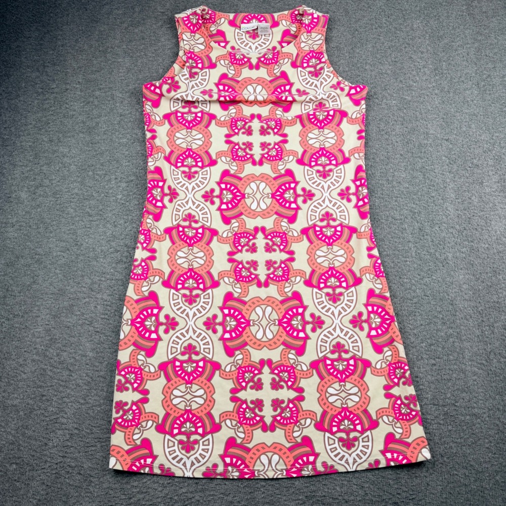 All For Color Pink Orange Women's S Small Medallion Sleeveless Shift Dress
